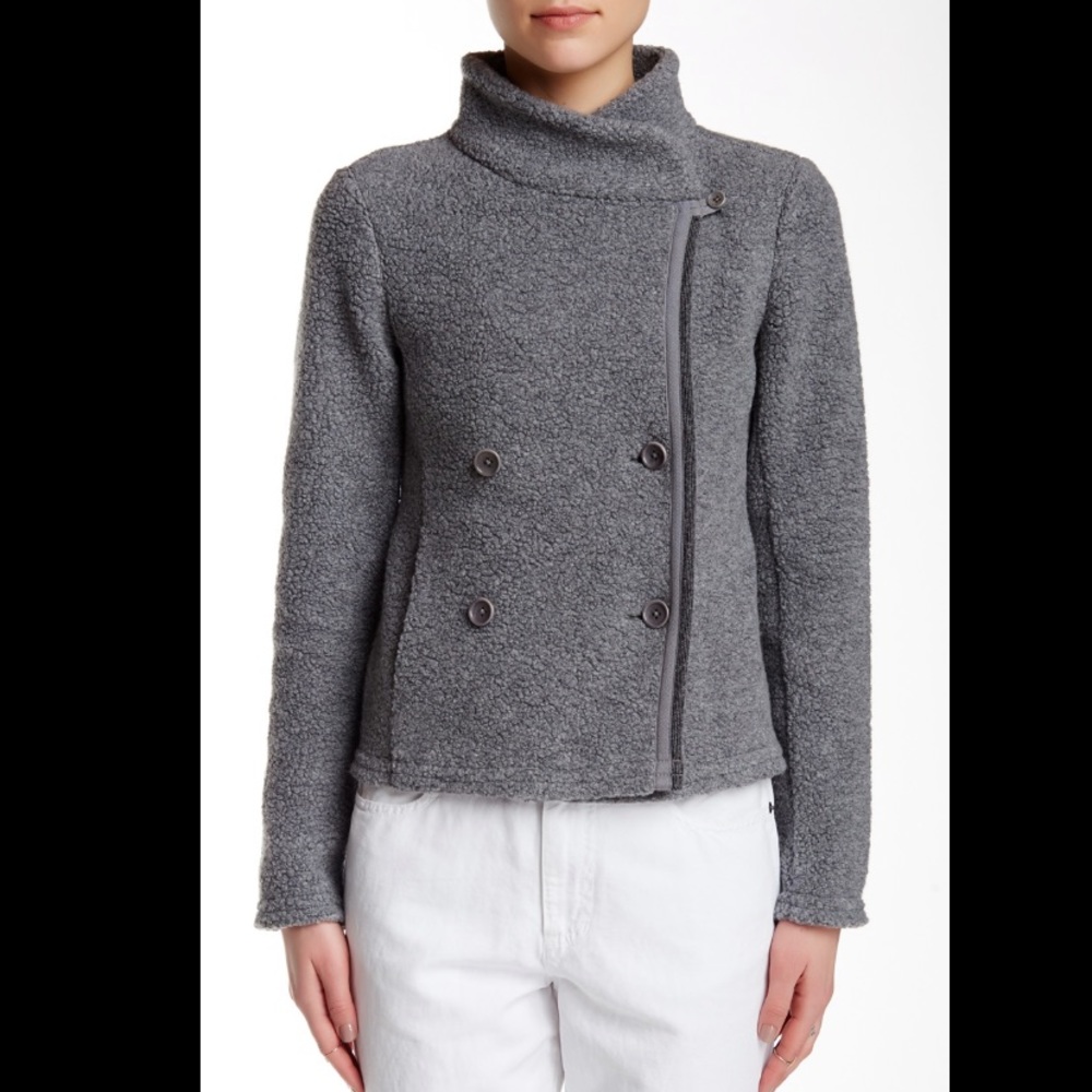 James Perse Grey Shrunken Grey Sherpa Jacket S